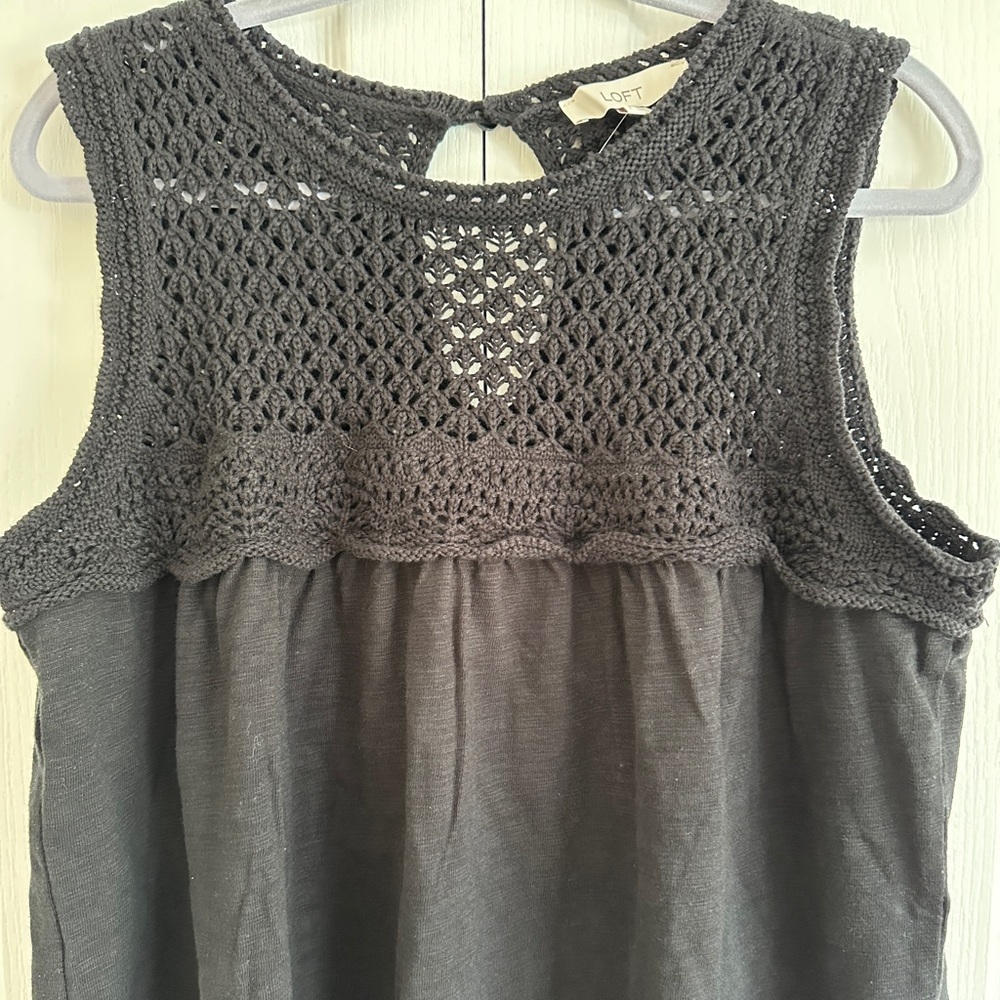 NWT LOFT Crochet Yoke Mini Dress - Picture 5 of 9